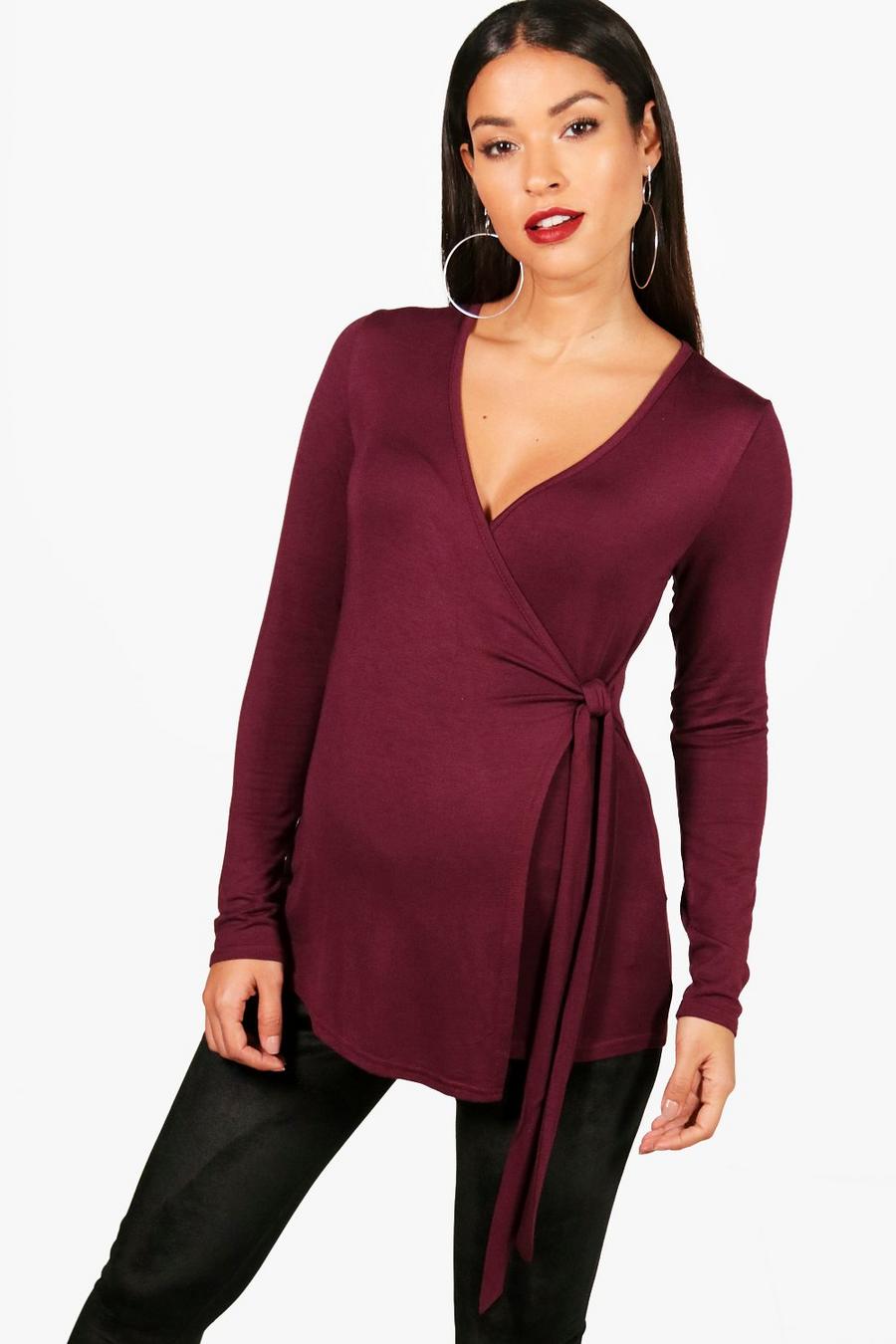 Berry Maternity  Long Sleeve Wrap Top image number 1