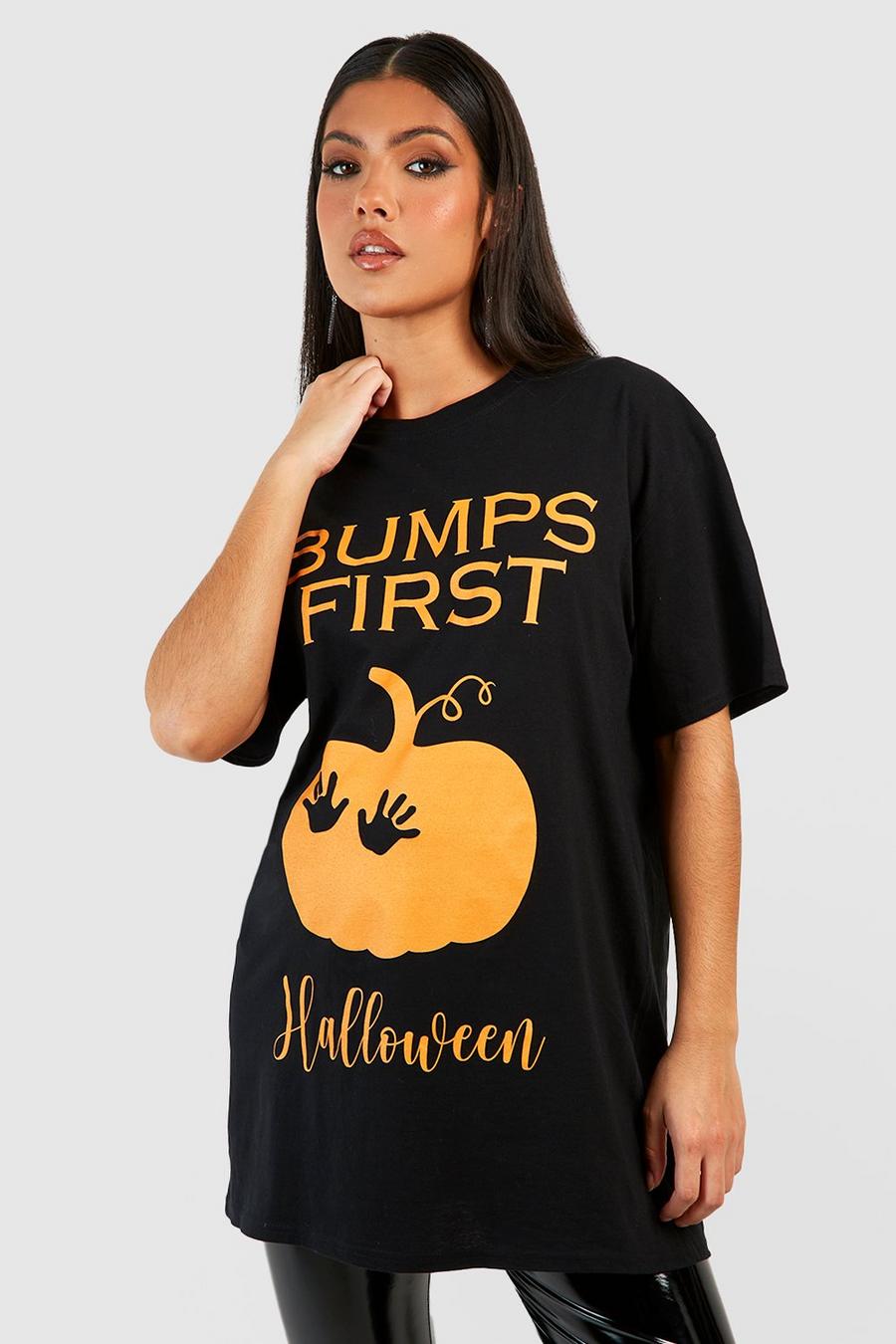 Top Premamá de Halloween con estampado Bumps First, Negro
