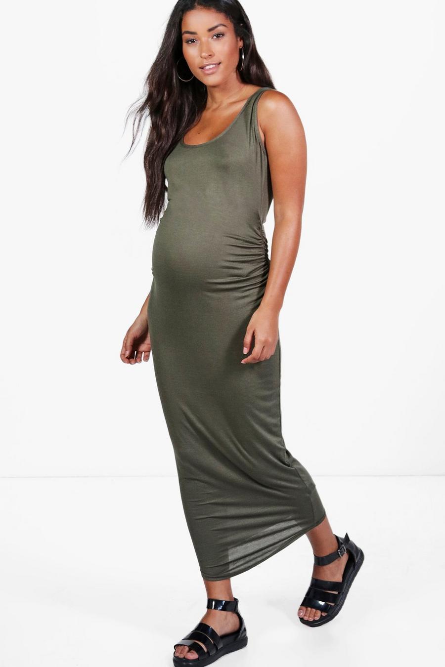 Maternité - Robe de grossesse mi-longue basique, Kaki image number 1