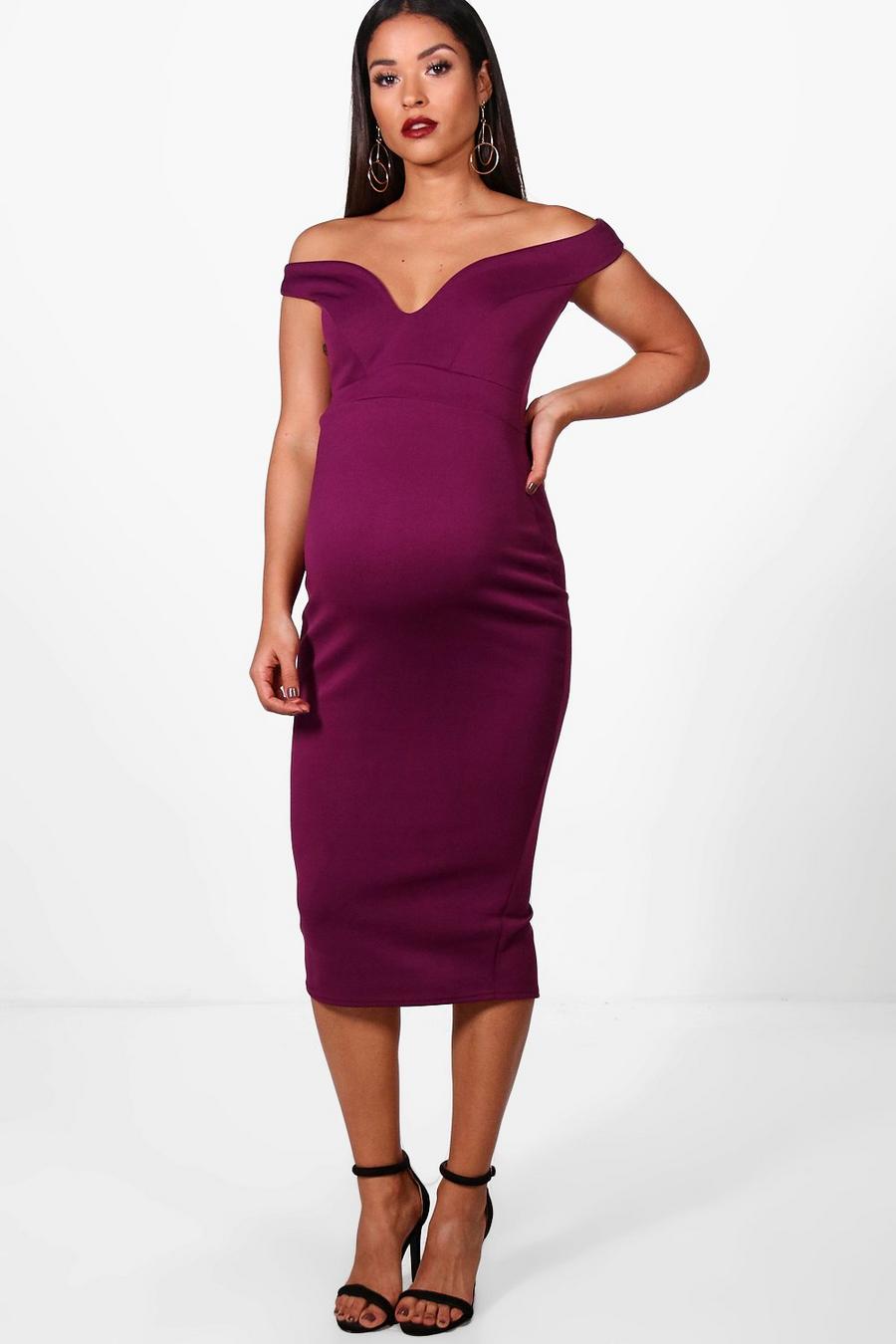 Plum Maternity Sweetheart Off The Shoulder Dress image number 1