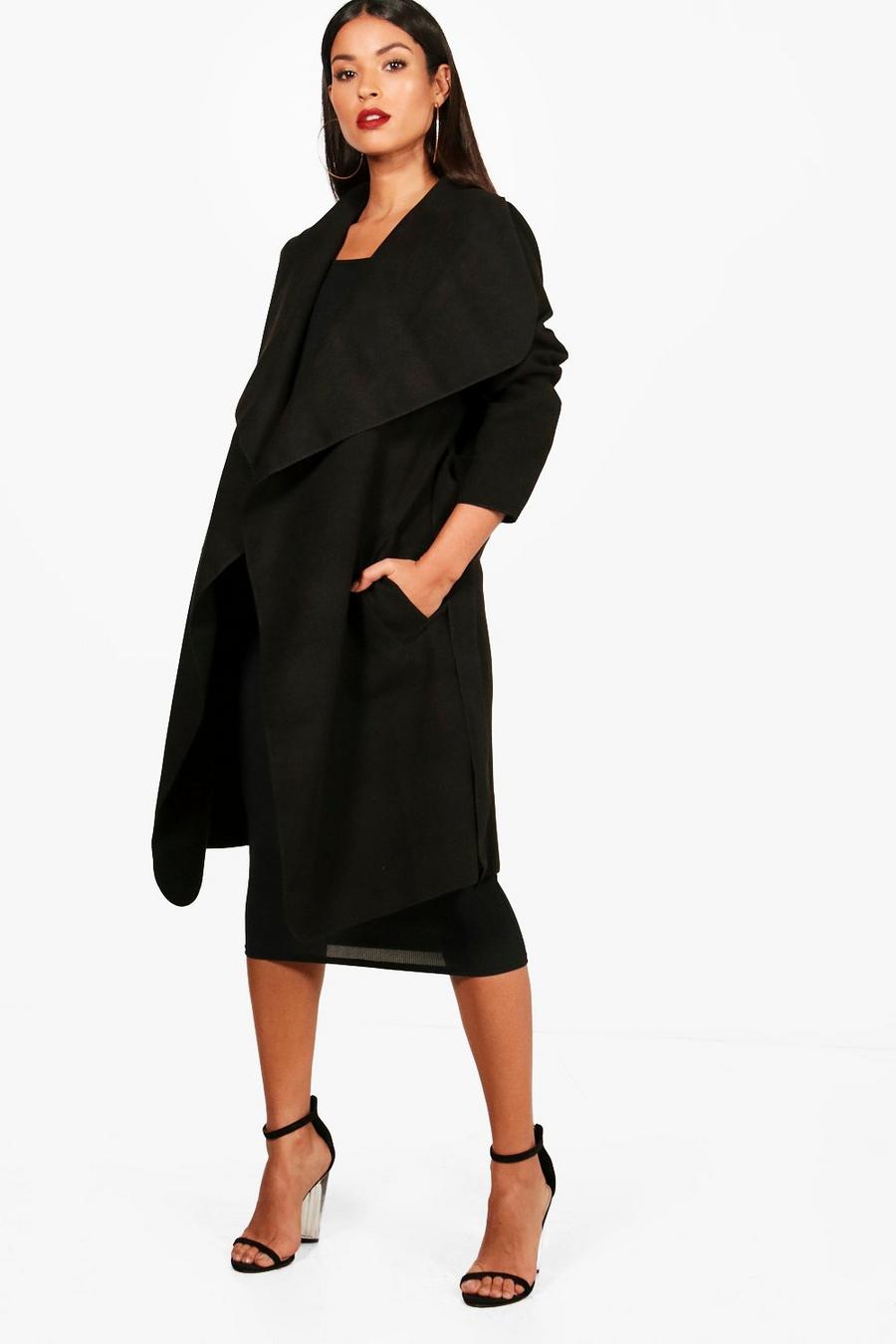 Maternity  Belted Shawl Collar Coat image number 1