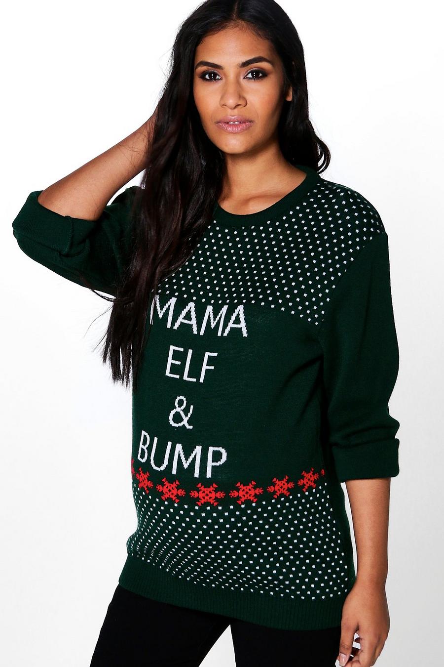Maternity Mia Mama Elf & Bump Christmas Jumper image number 1