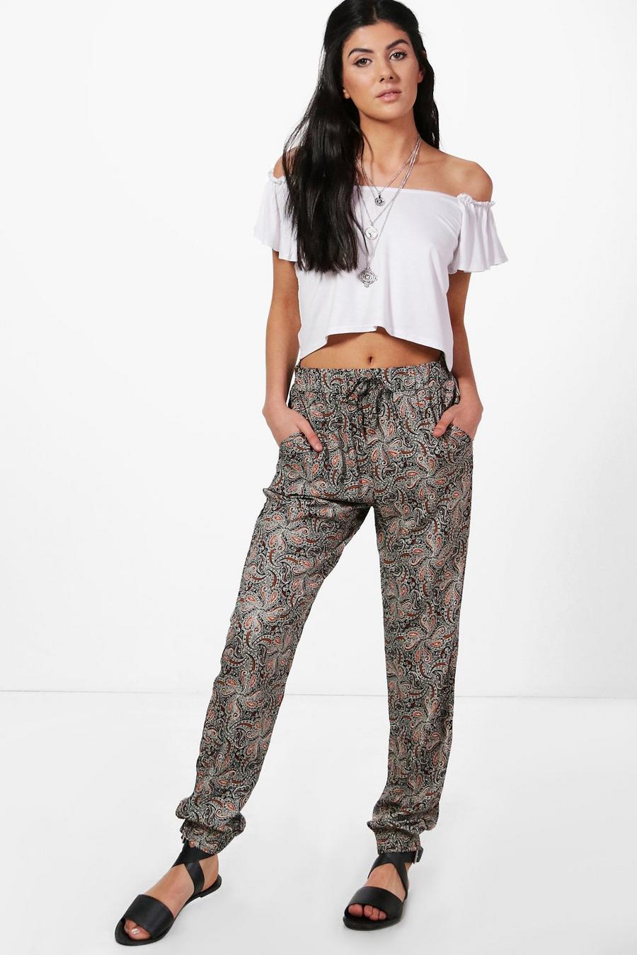 Tan Monica Paisley Print Trousers image number 1