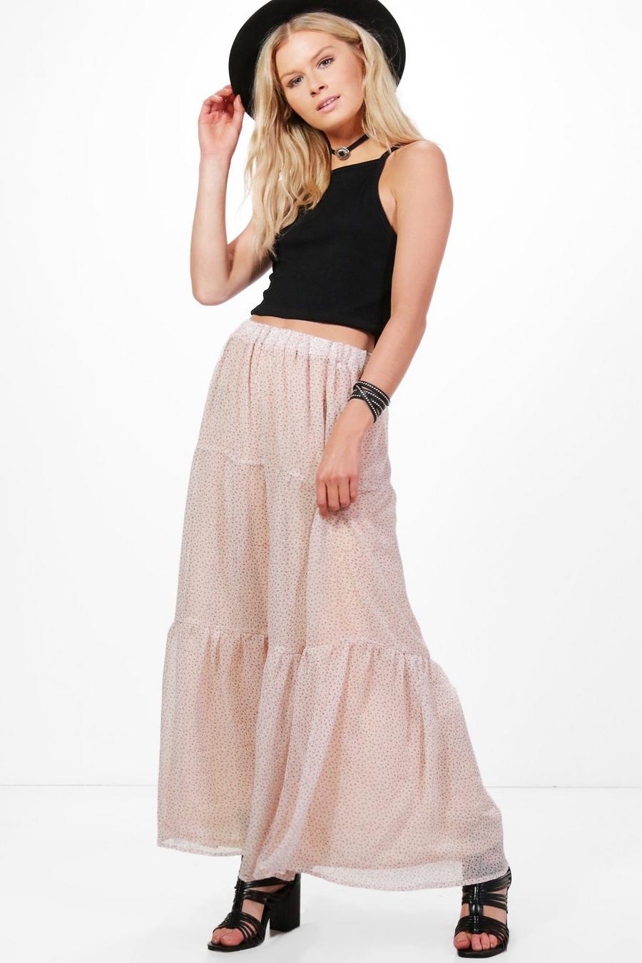 Pink Rebecca Layered Maxi Skirt image number 1