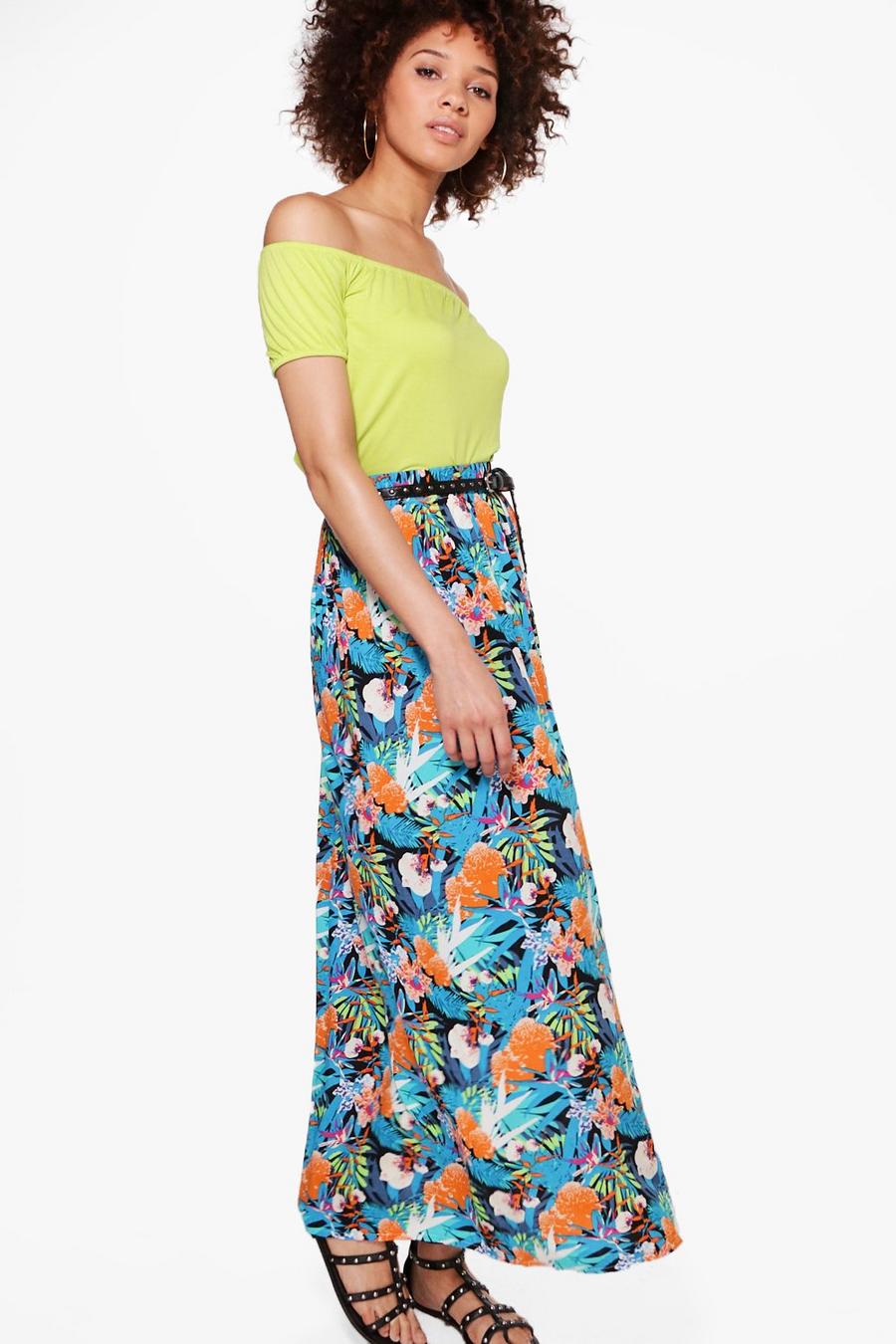 Blue Luna Tropical Print Maxi Skirt image number 1