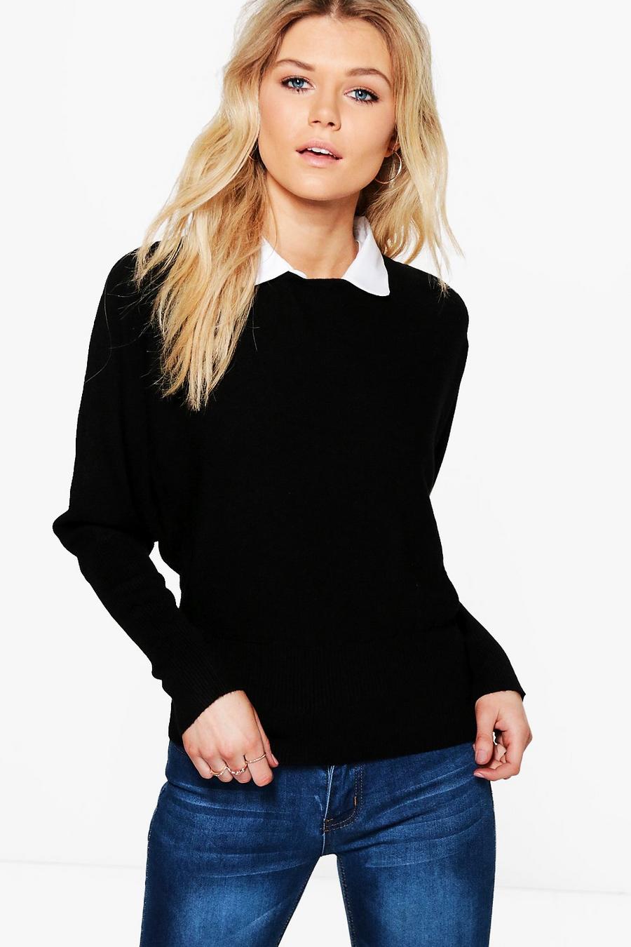 Black Leah Shirt Collar Knitted Jumper image number 1