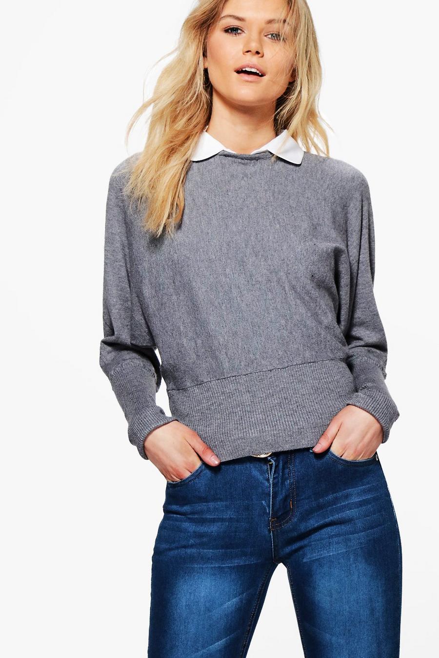 Grey Leah Shirt Collar Knitted Jumper image number 1