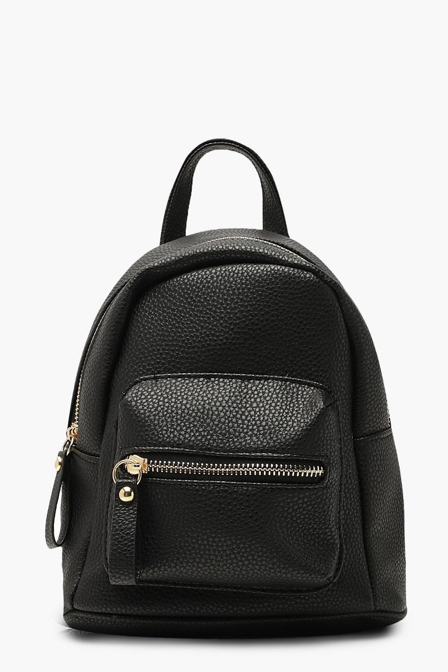 Black Grainy Mini Rucksack Bag