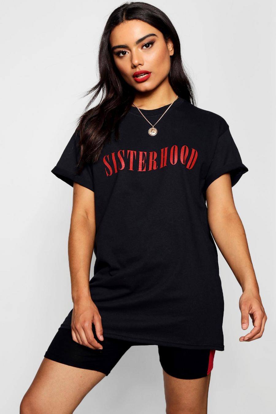 Sister Hood Slogan-T-Shirt image number 1