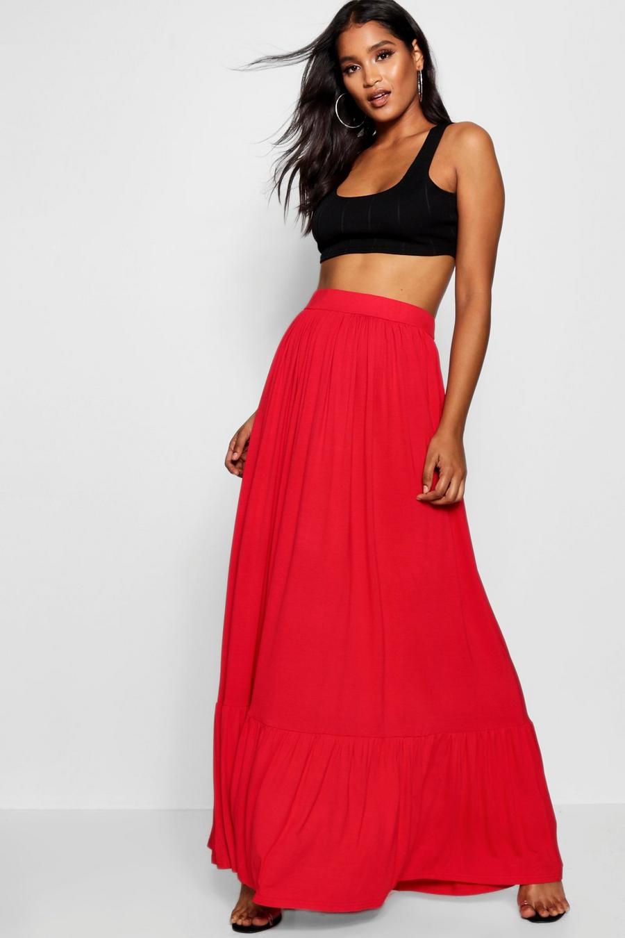 Tomato Tiered Floor Sweeping Maxi Skirt image number 1