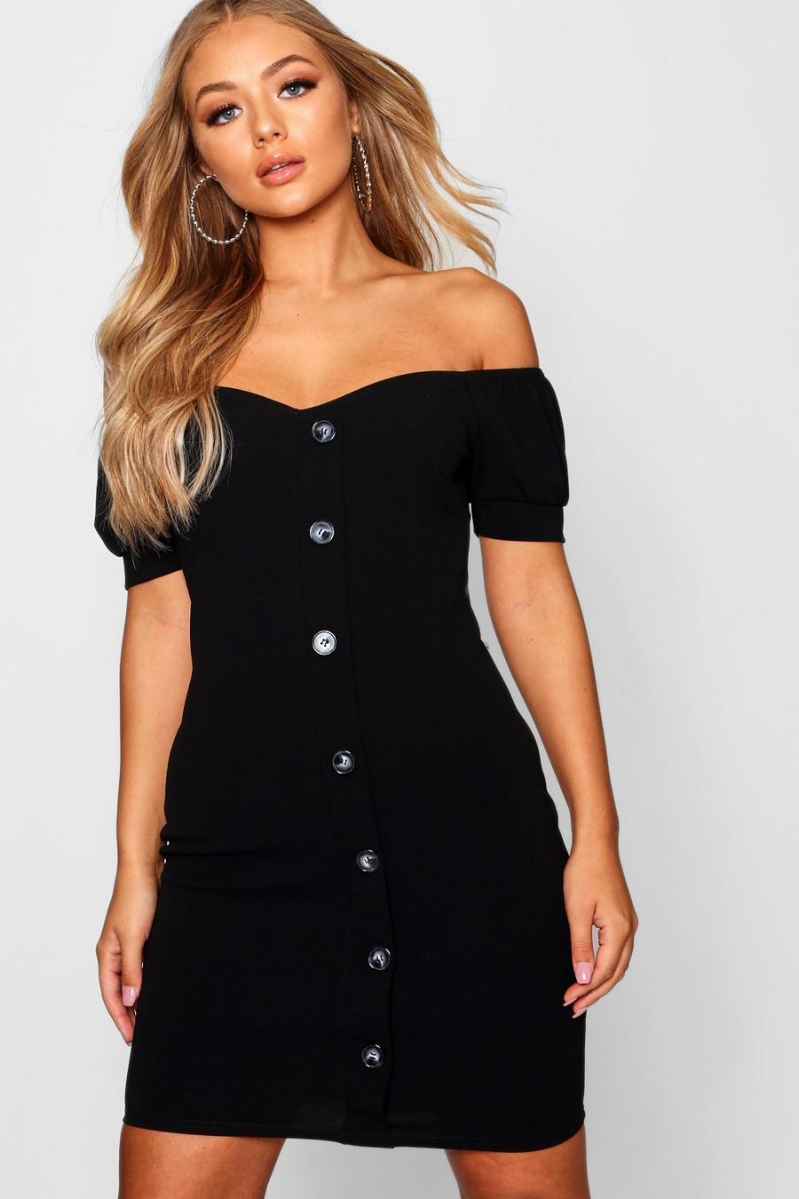 Off the Shoulder Button Detail Bodycon Dress image number 1
