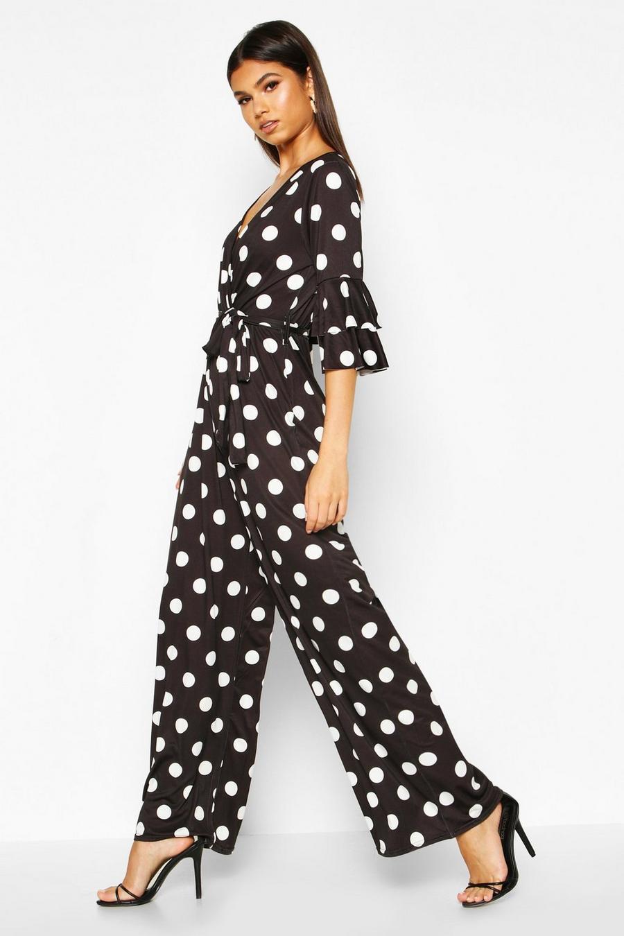 Ruffle Sleeve Polka Dot Jumpsuit image number 1