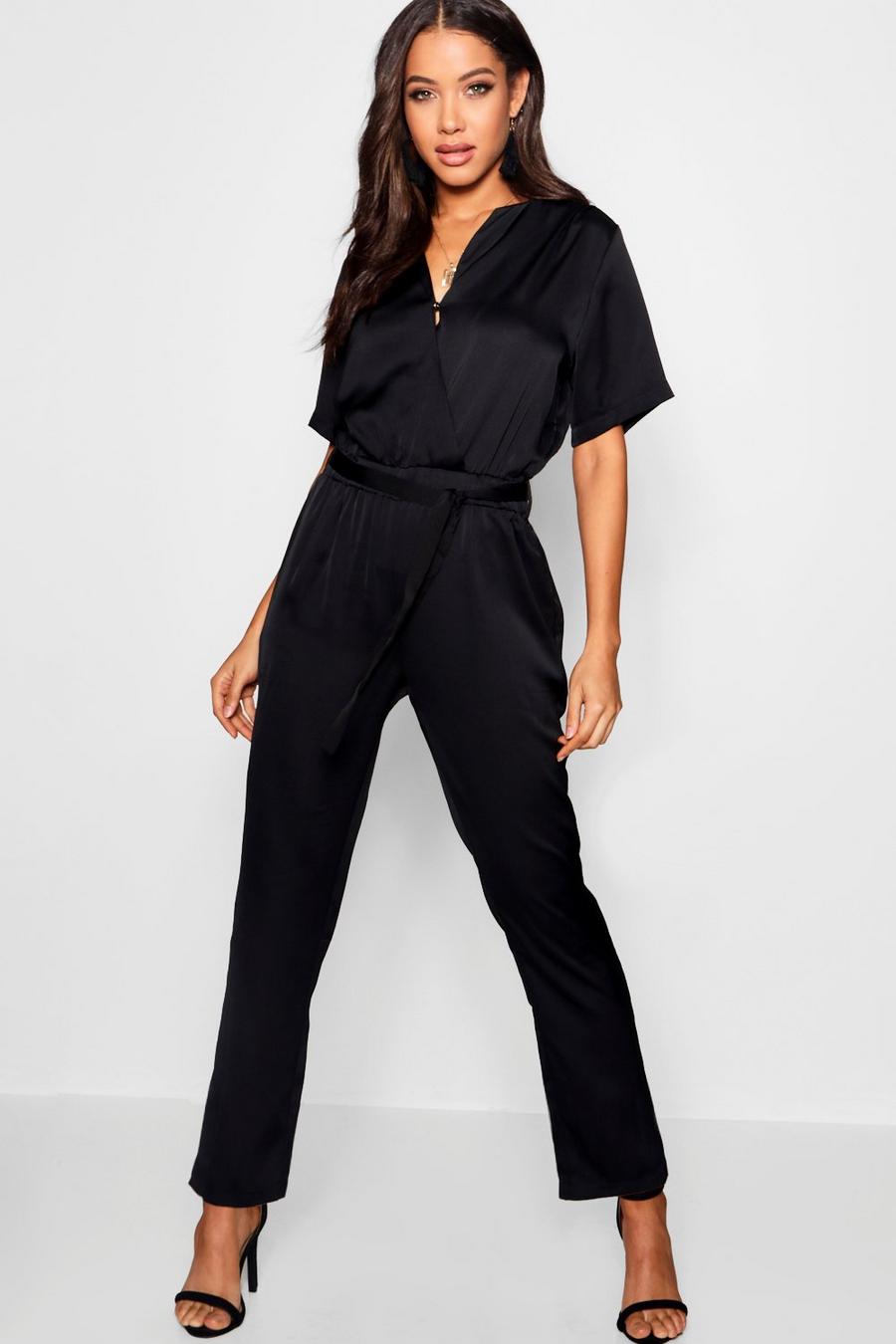 Black Premium Jumpsuit med knytskärp image number 1