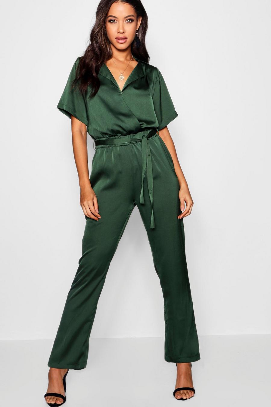 Green Premium Jumpsuit med knytskärp image number 1