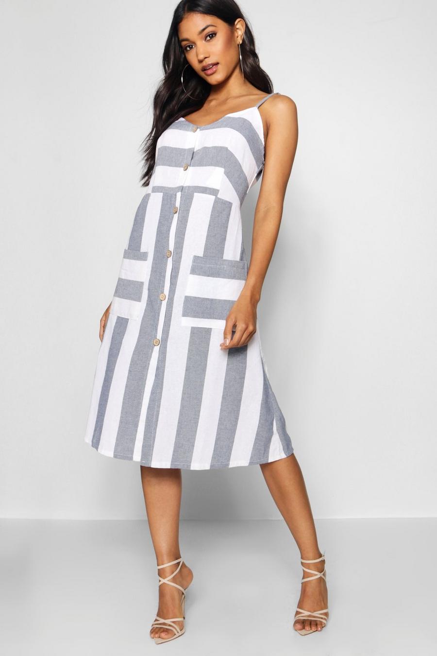 Wide Stripe Cami Midi Dress image number 1