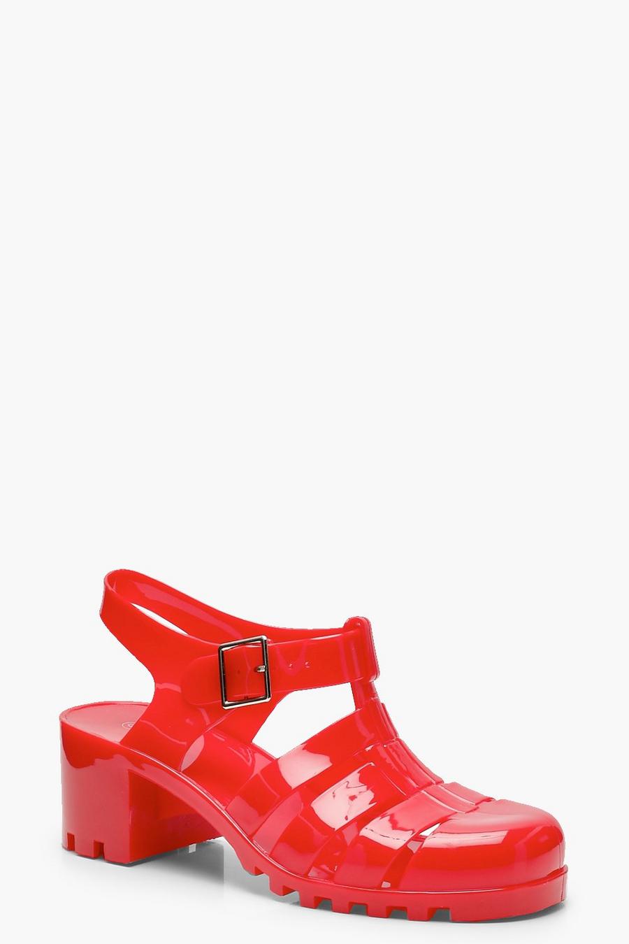 Red Heeled Jelly Sandals image number 1