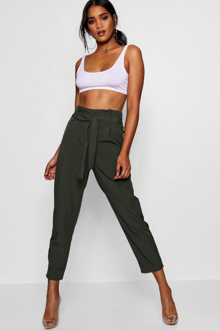 Paperbag High Waist Woven Pants image number 1