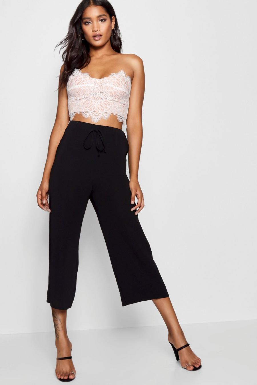 Libby Tie Waist Woven Crepe Culottes image number 1