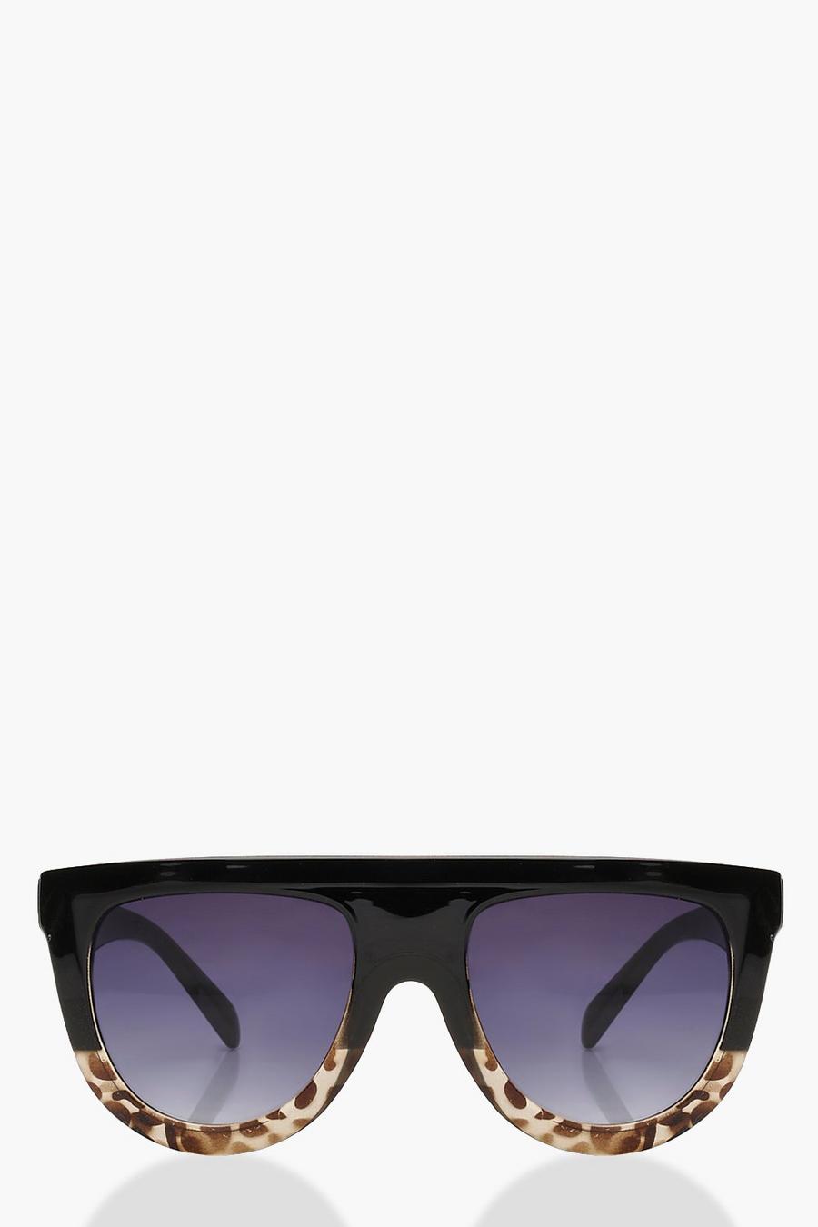 Leopard Oversized Flat Top Sunglasses image number 1