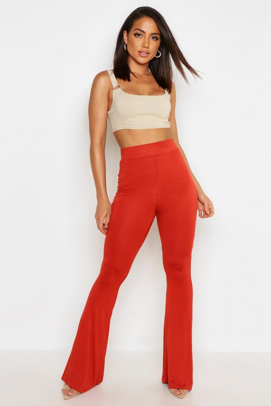 Rust Basics High Waisted Jersey Knit Skinny Flared Pants image number 1