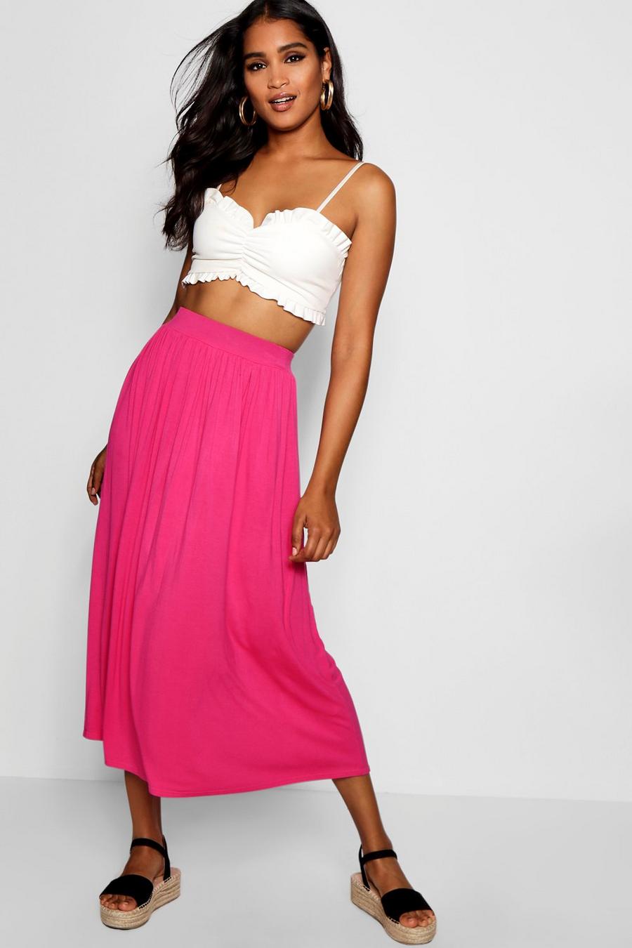 Hot pink Basic Jersey Full Midaxi Skirt image number 1
