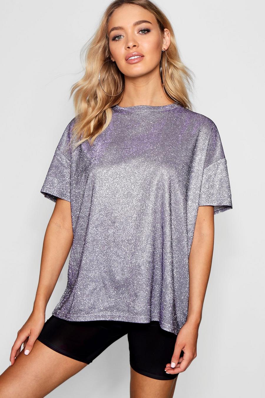 Lilac Metallic Oversized T-Shirt image number 1