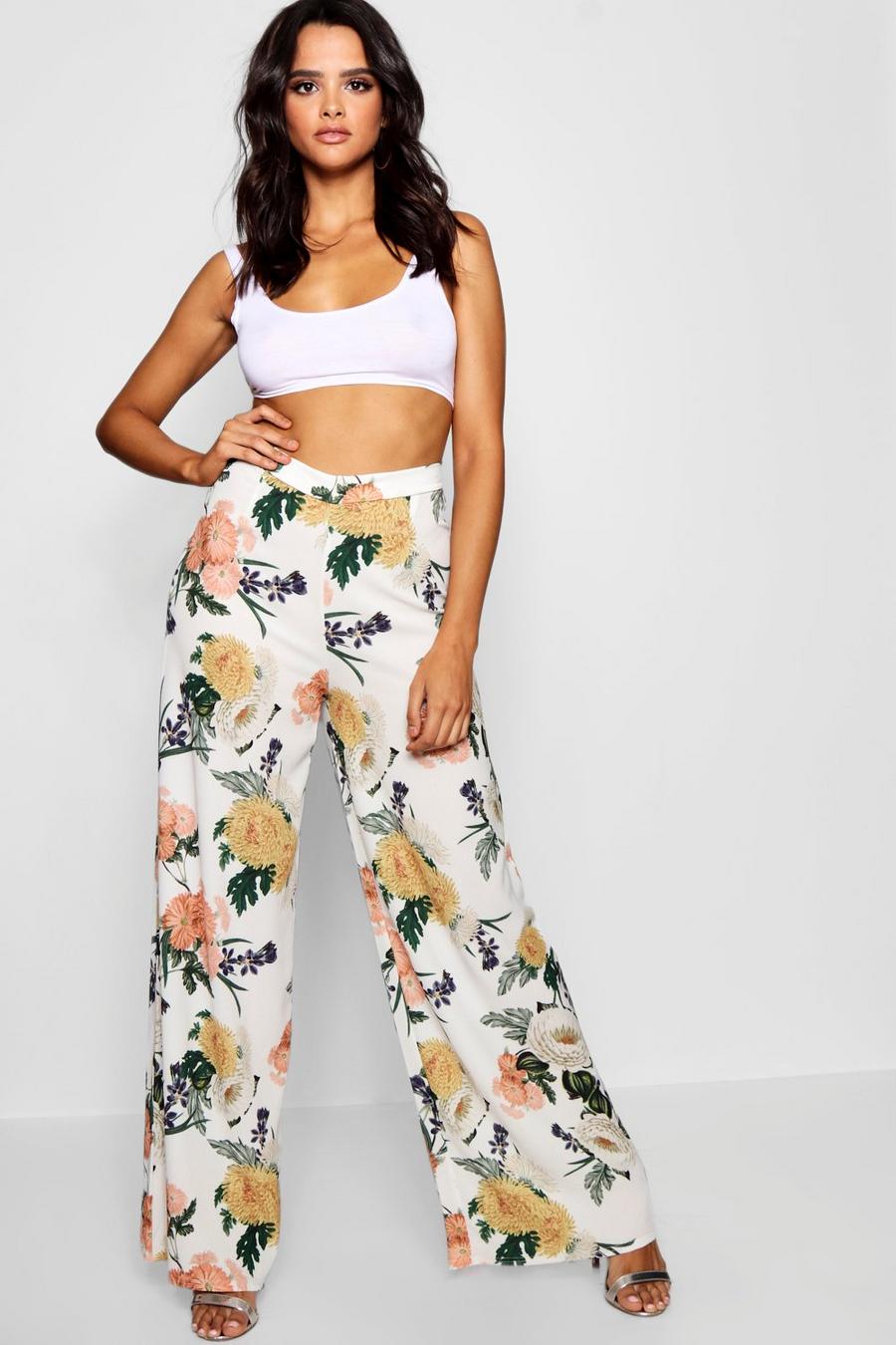 Floral Wide Leg Woven Pants image number 1