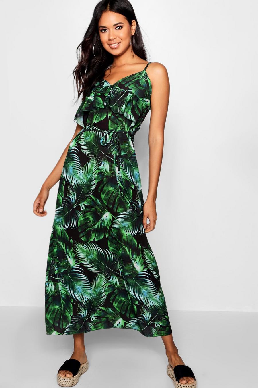 Samantha Ruffle Palm Print Midaxi Dress image number 1