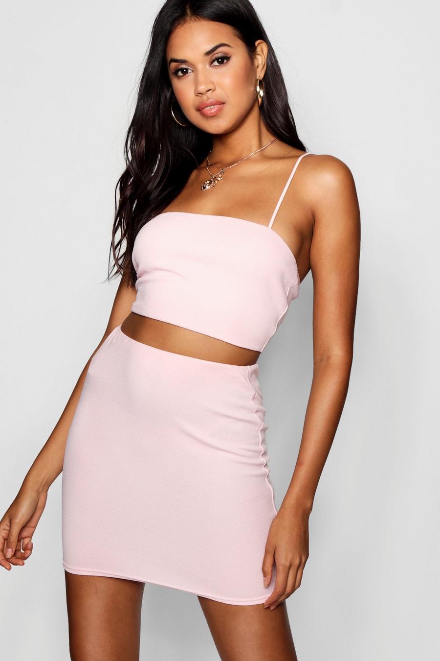 Blush Strappy Crop And Mini Skirt Co-ord Set image number 1