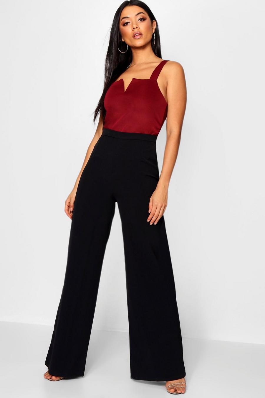 Black High Waisted Woven Wide Leg Pants image number 1