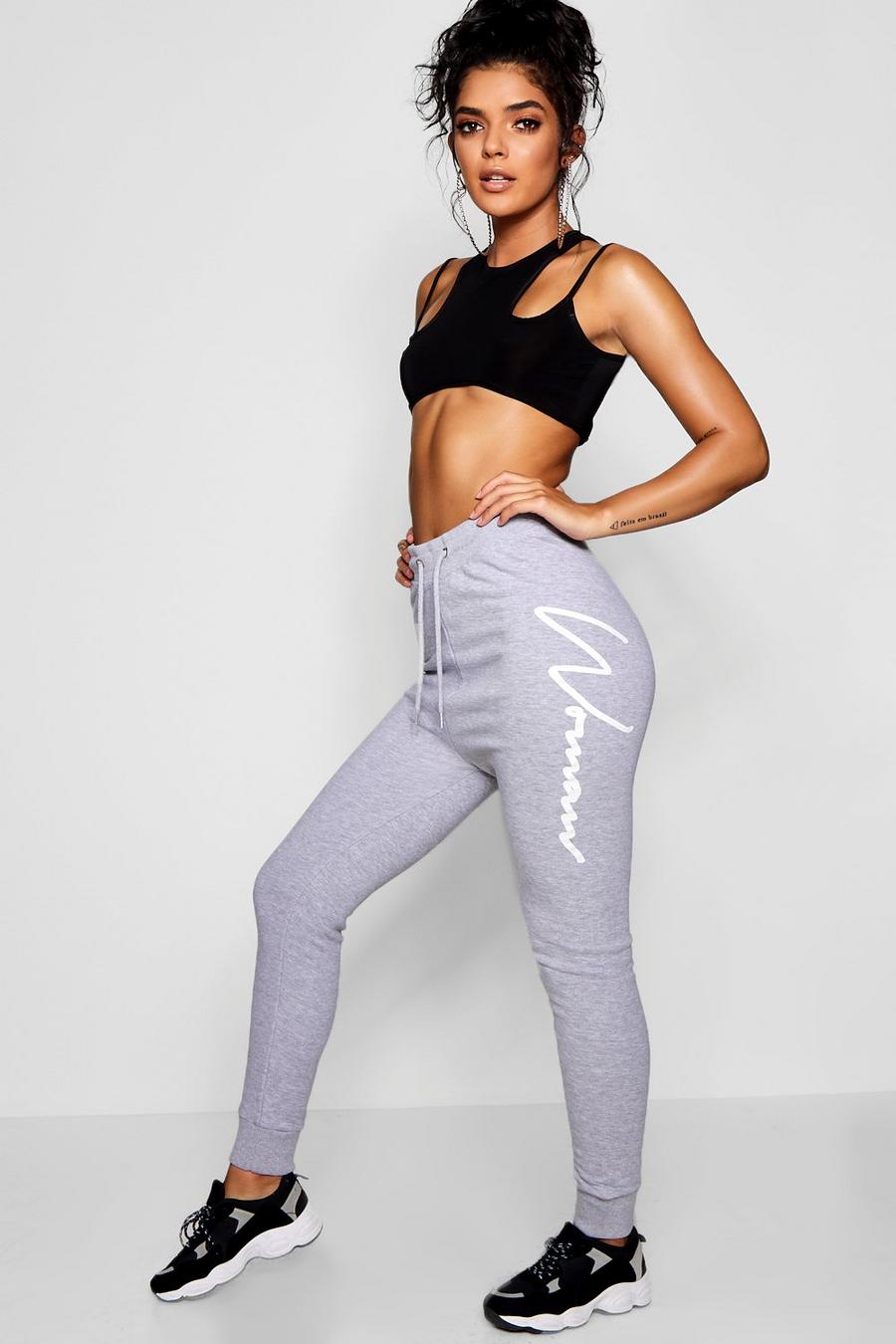 Grey Woman Joggers med slogan image number 1