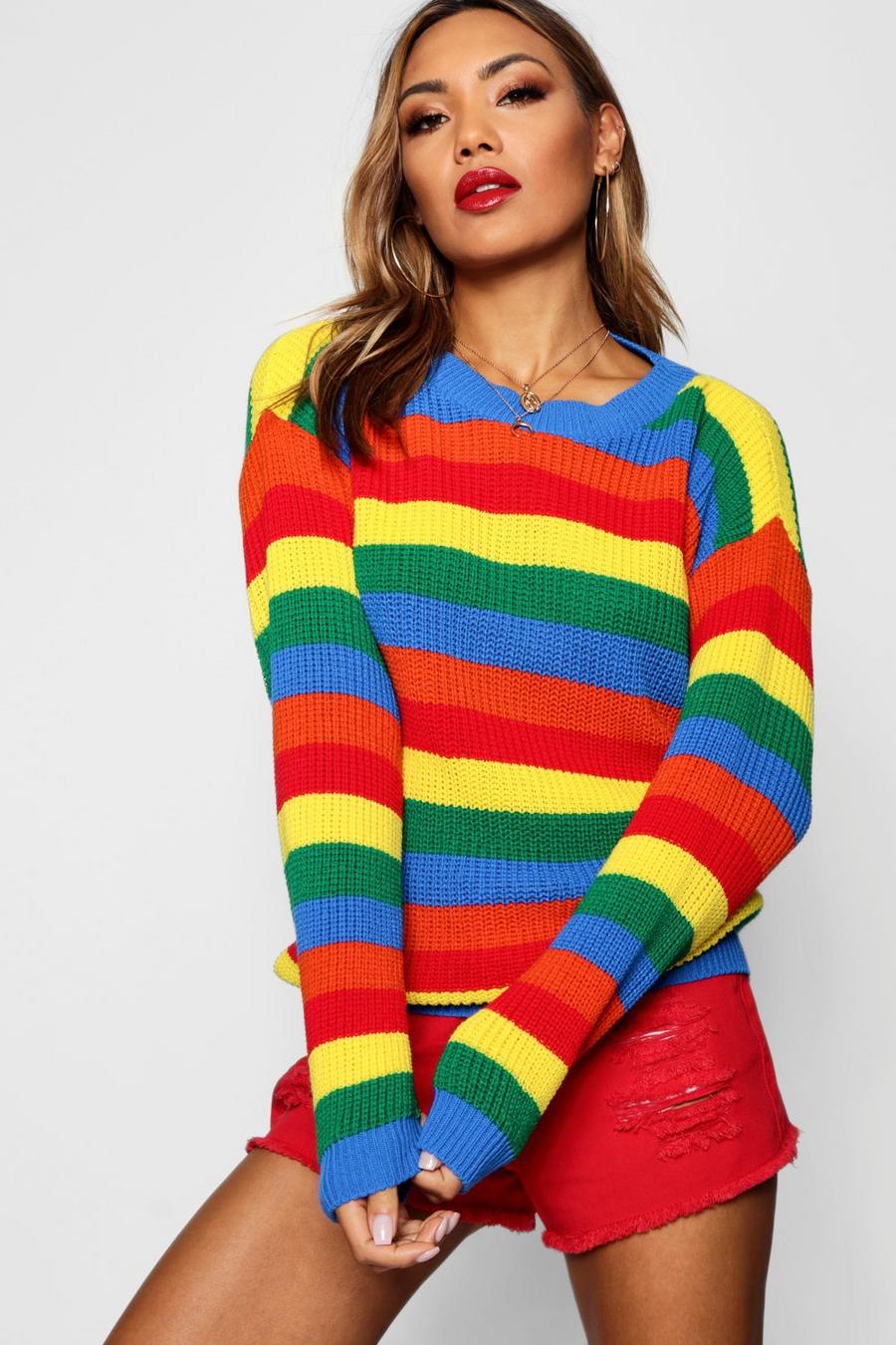 Rainbow Knitted Stripe Jumper image number 1