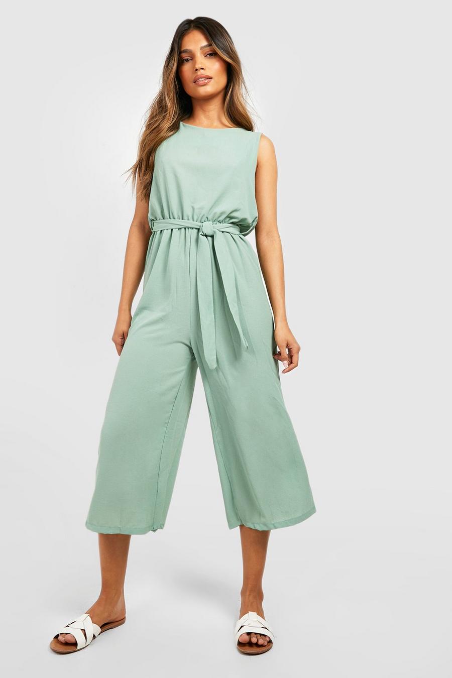 Sage Woven Sleeveless Culotte Jumpsuit image number 1