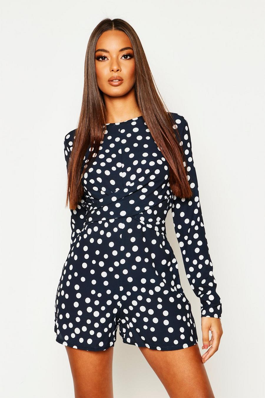 Twist Front Polkadot Playsuit image number 1