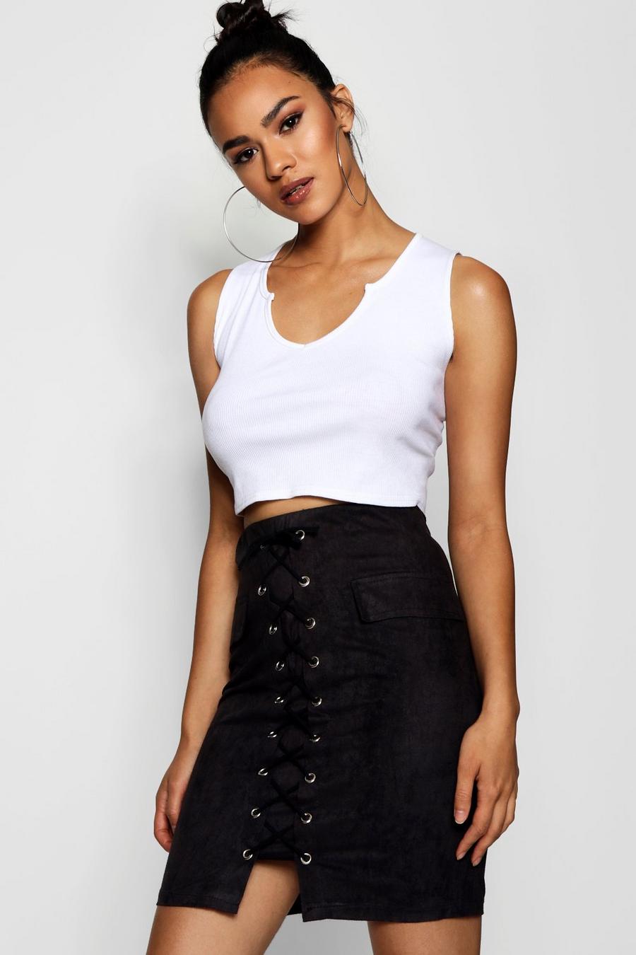 Lace Up Suedette Skirt image number 1