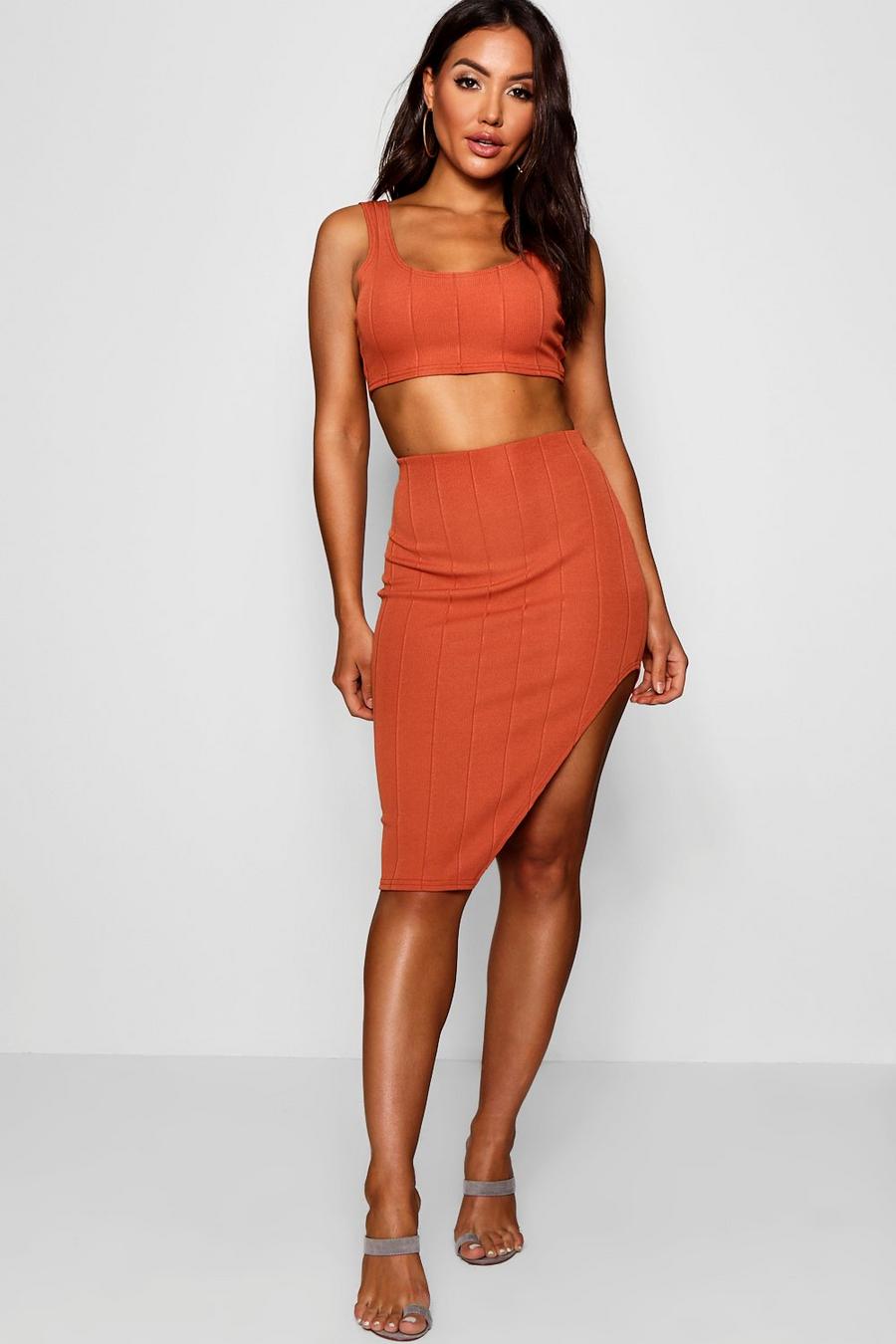 Camel Bandage Skirt And Crop Top Two-Piece Set image number 1