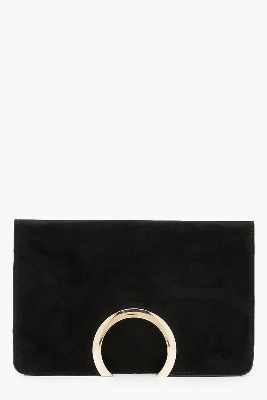 Metal Circle Suedette Clutch With Chain image number 1