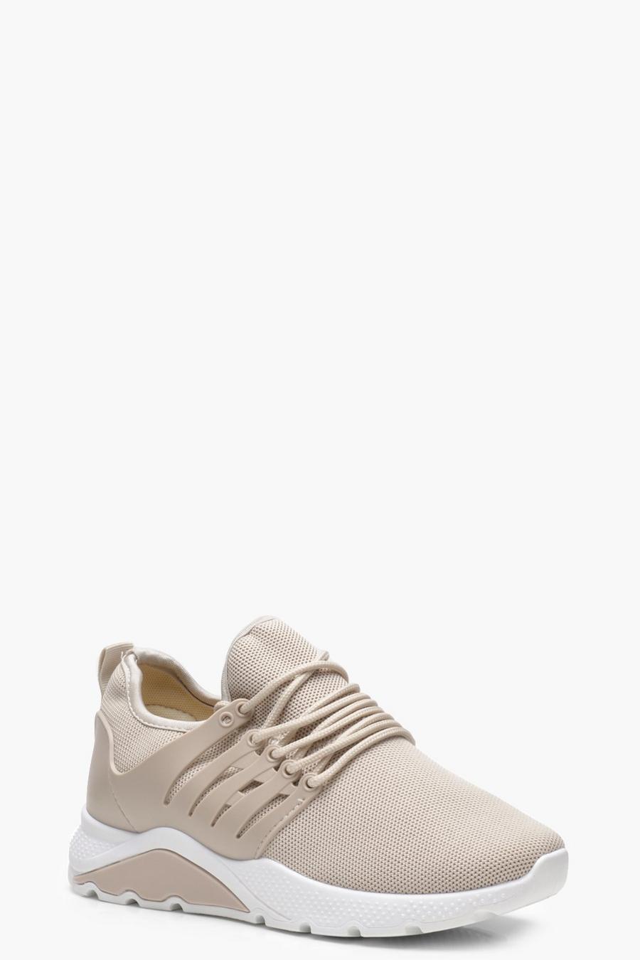 Beige Chunky Knit Trainers image number 1