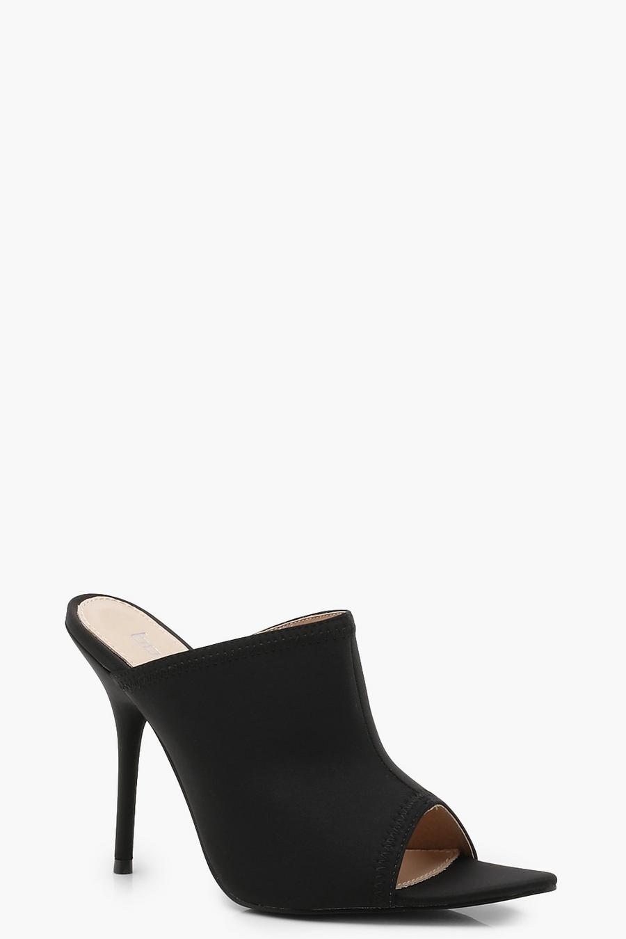 Black Pointed Toe Skinny Heel Mules image number 1