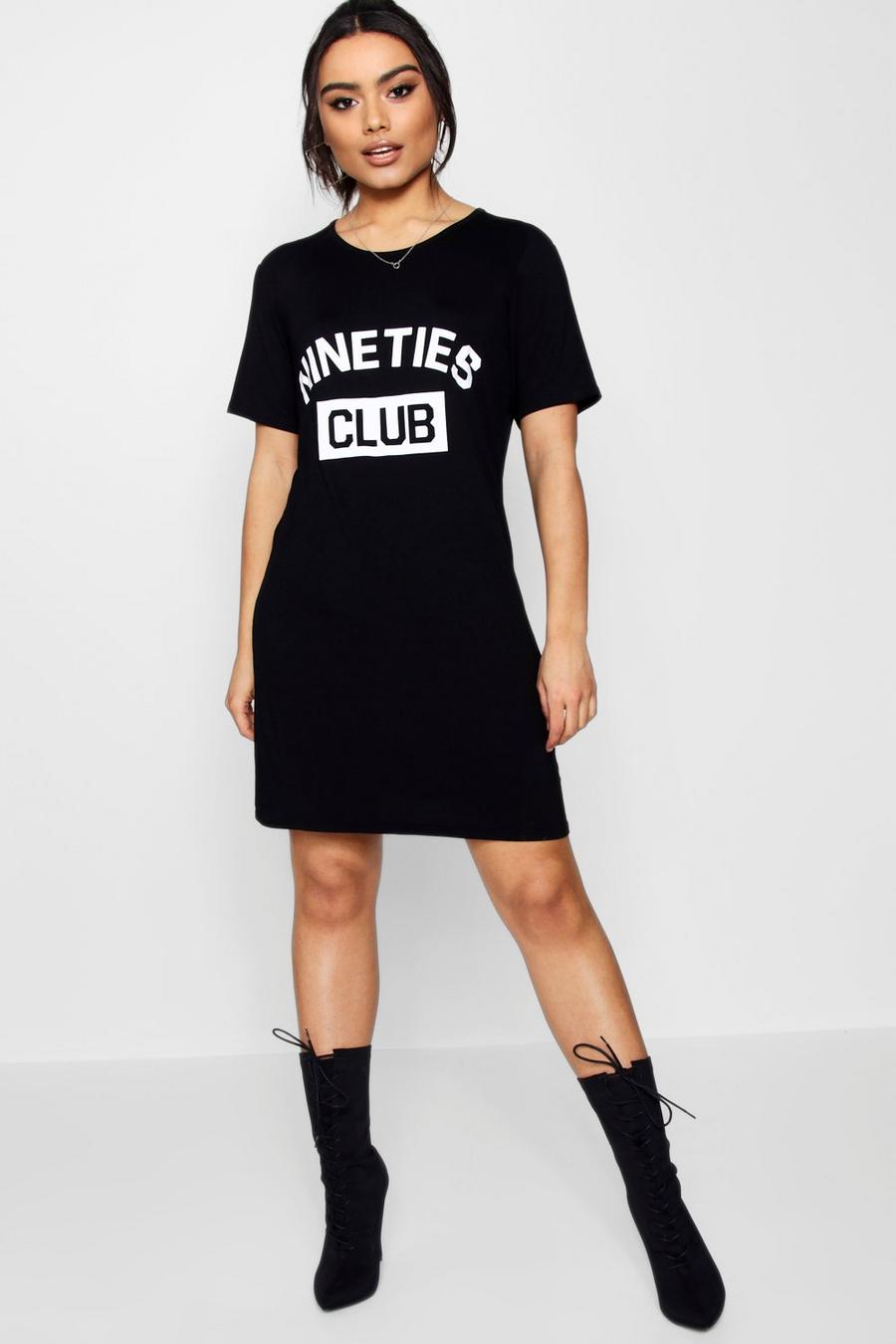 Black 90's Club T-Shirt Dress image number 1