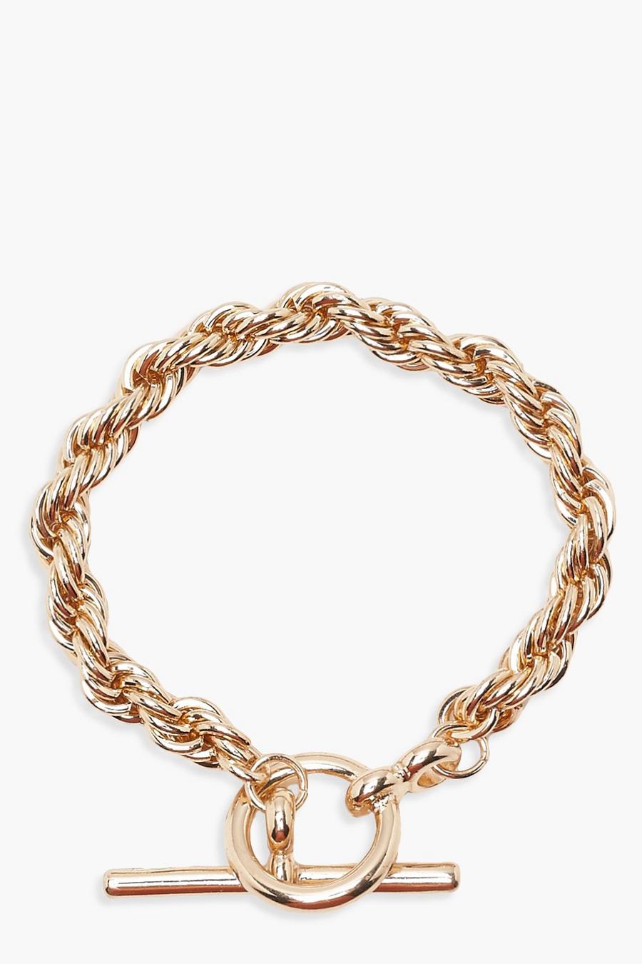 Gold Chunky Chain T Bar Bracelet image number 1