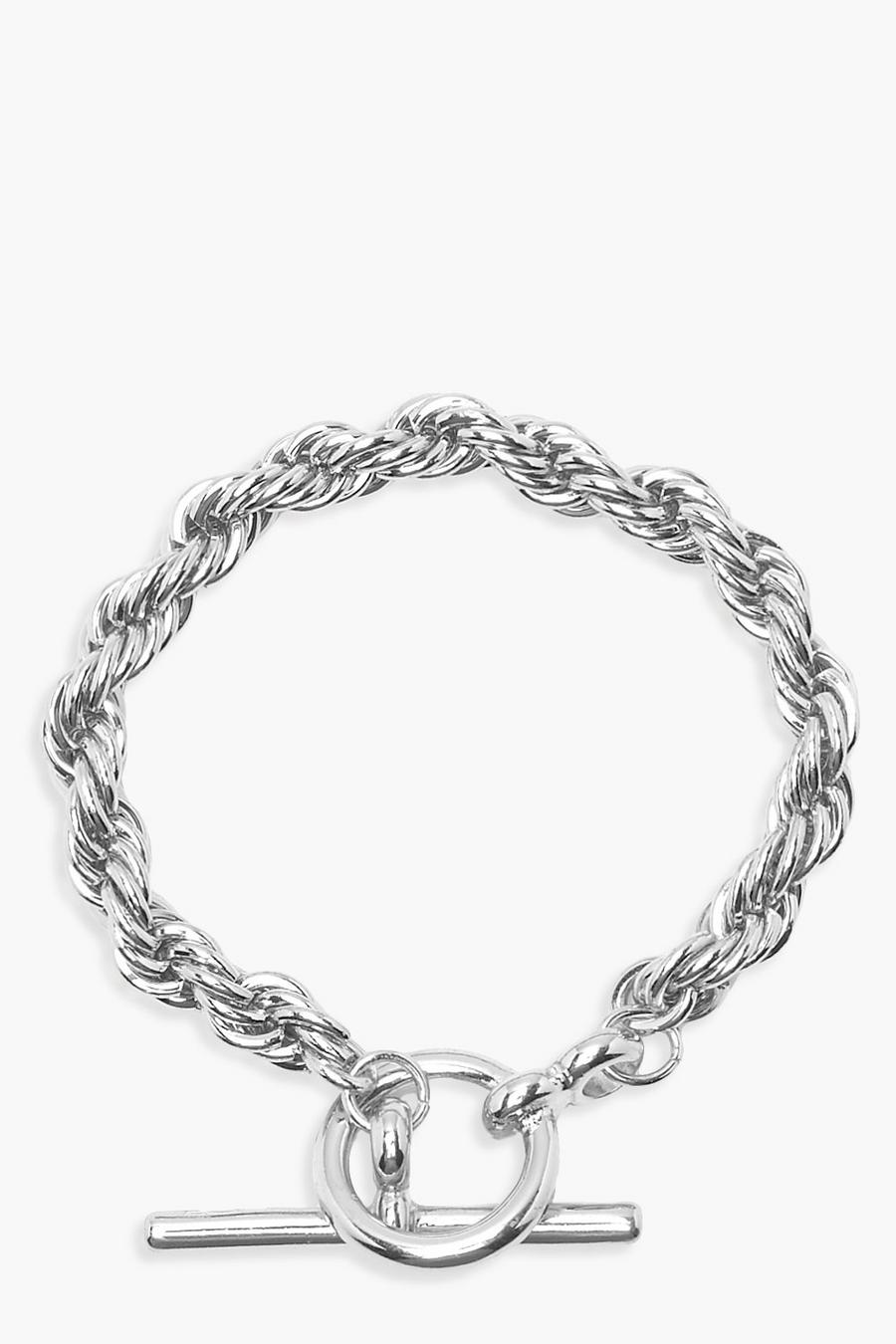 Silver Chunky Chain T Bar Bracelet image number 1
