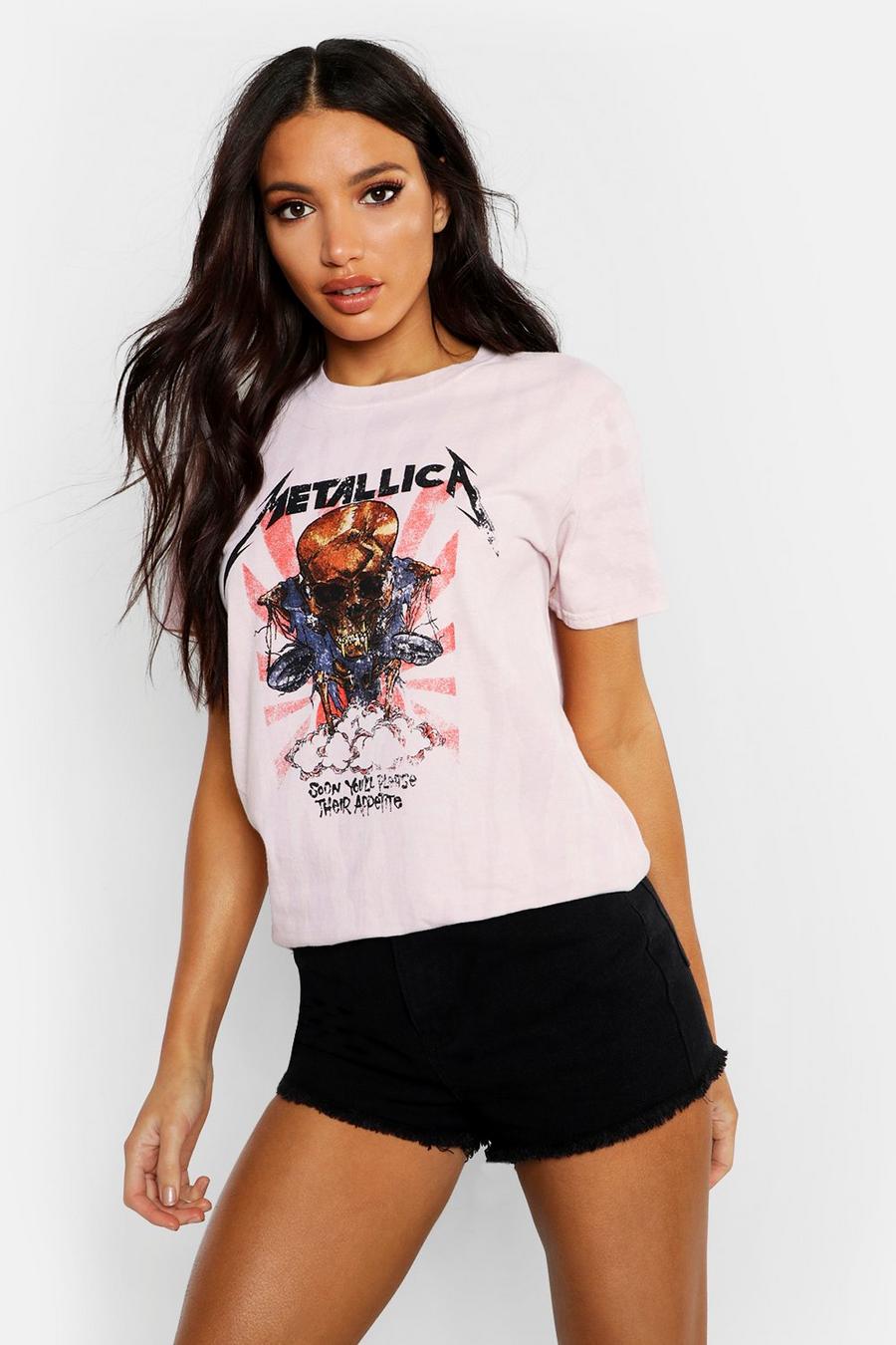 Pink Metallica Washed Slogan T-Shirt image number 1