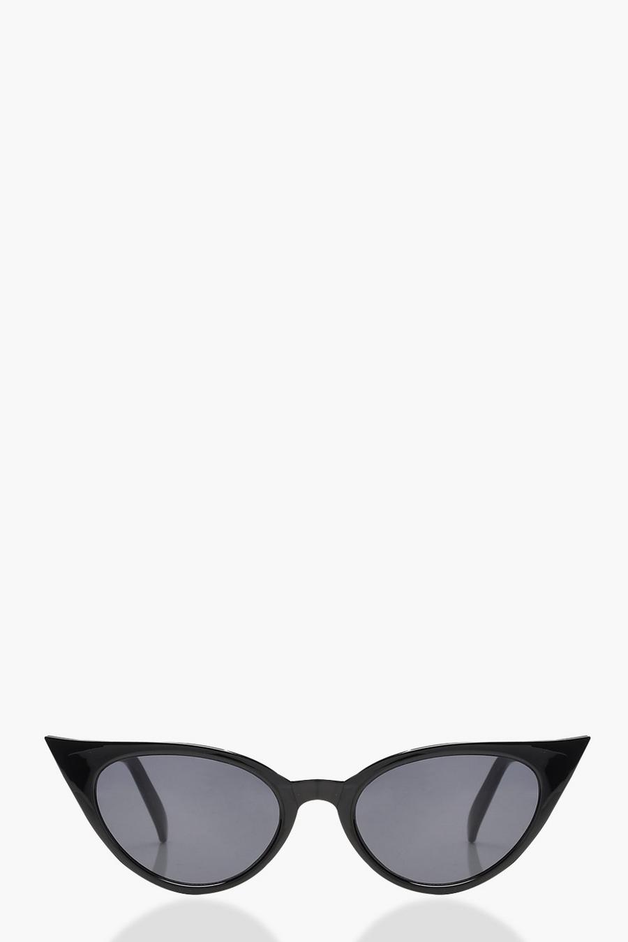 Black Extremt smala solglasögon i cat eye-modell image number 1