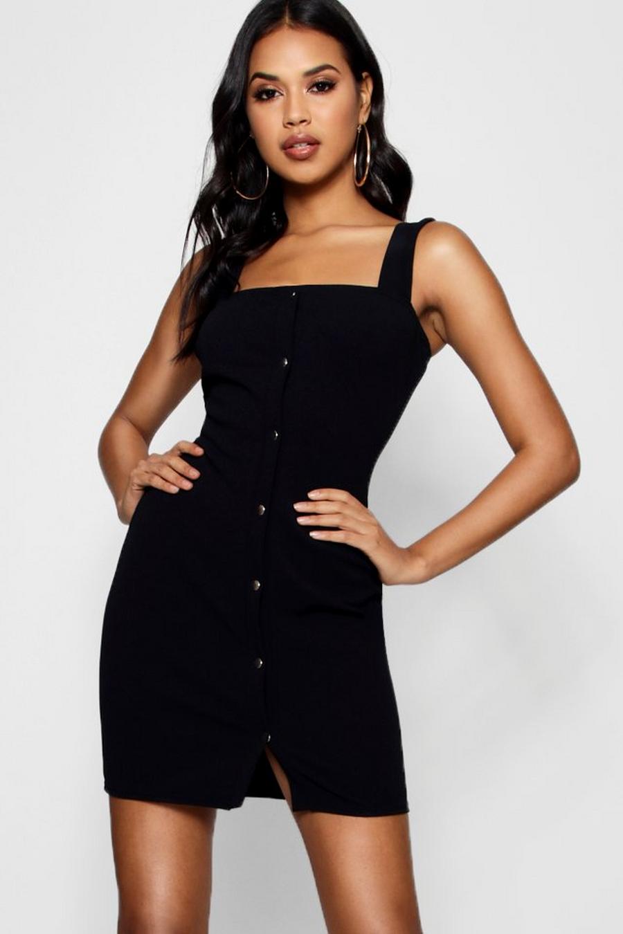 Popper Front Square Neck Bodycon Dress image number 1