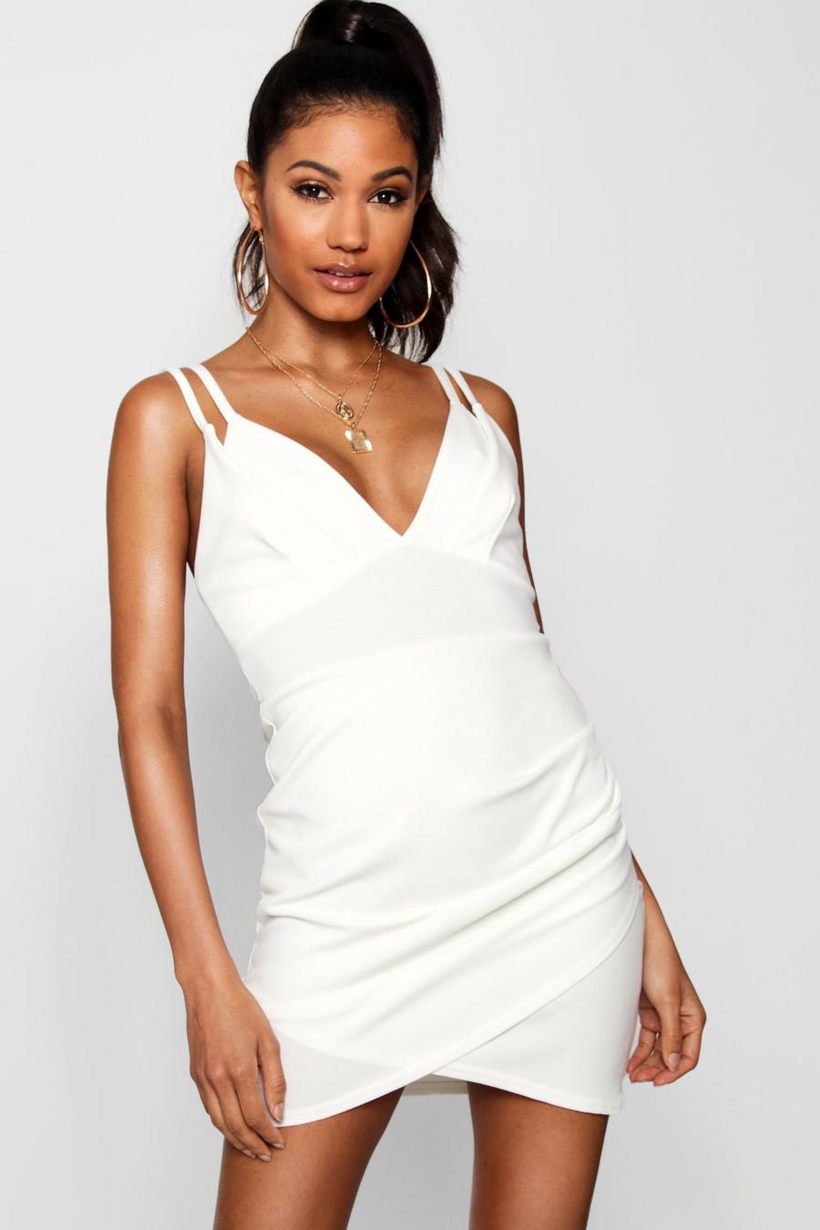 White Strappy Wrap Skirt Micro Mini Dress image number 1