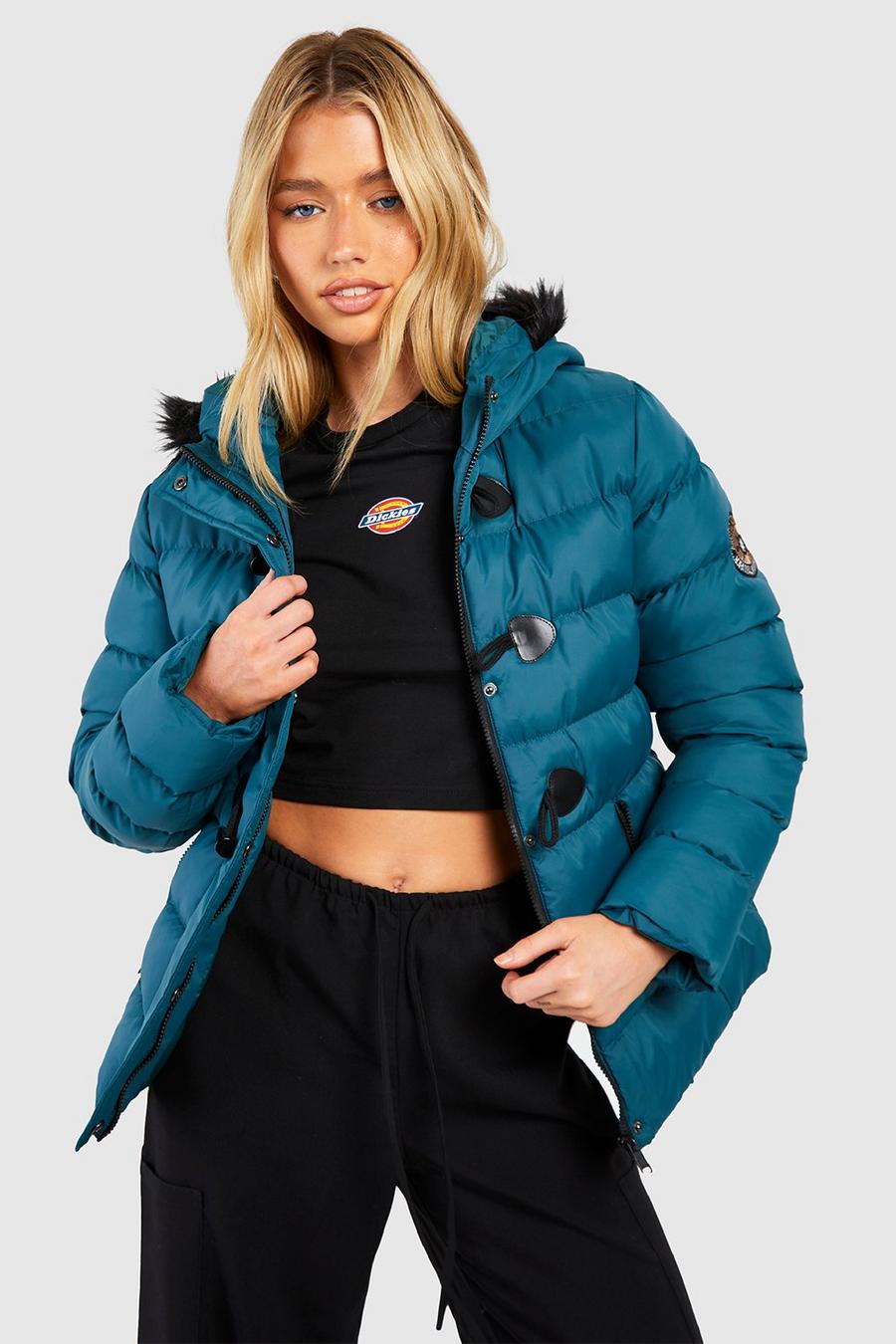 Teal Short Quilted Bubble Jacket