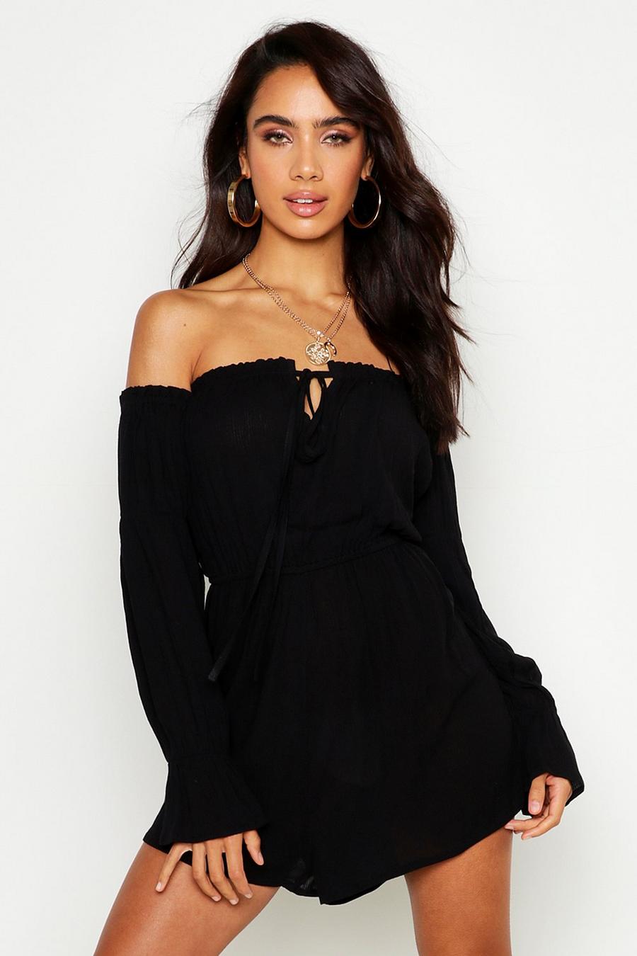 Off The Shoulder Cheesecloth Playsuit image number 1