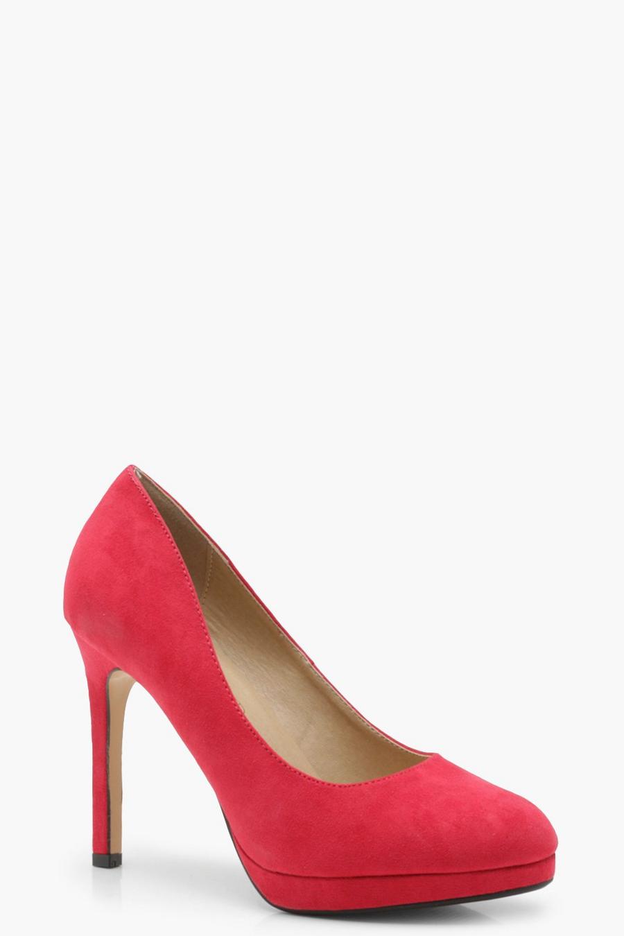 Red Platform Round Toe Court Shoes image number 1