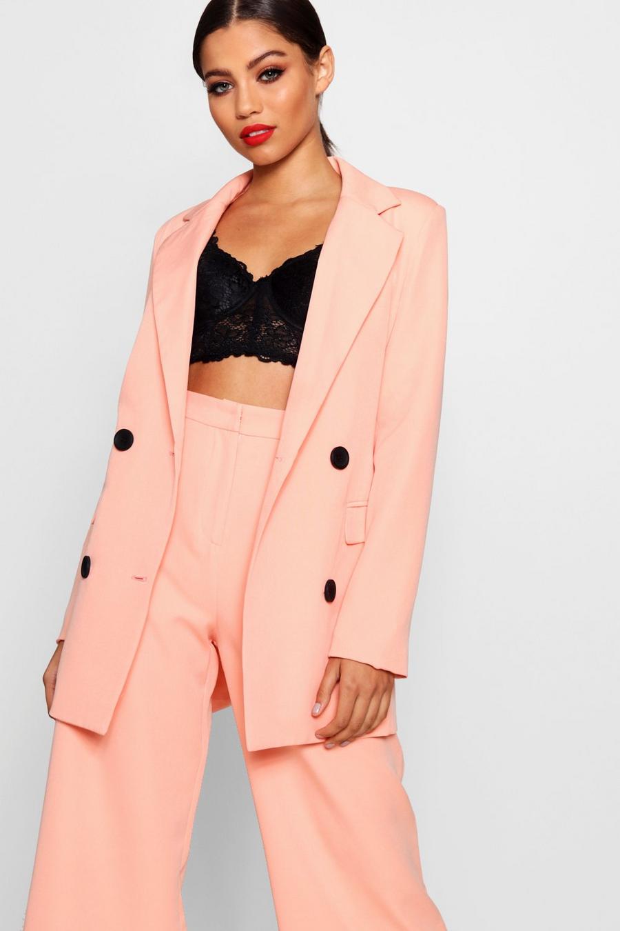 Coral blush Double Breasted Suit Blazer image number 1